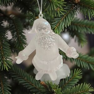 Frosted Acrylic Santa Ornament – 4" Holiday Christmas Tree Decor